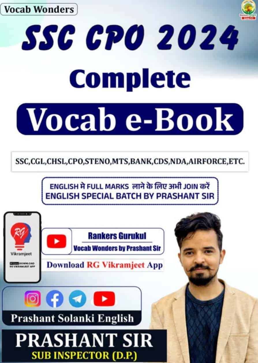 SSC CPO Pre 2024 Complete VOCAB E-Book by Prashant solanki sir